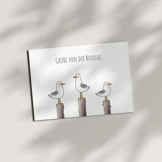 Postkarte Grüße von der Nordsee